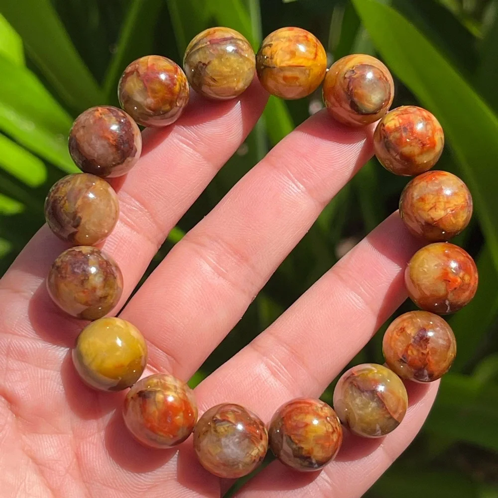 14mm chunky stretchable yellow pietersite bracelet 1927‎
